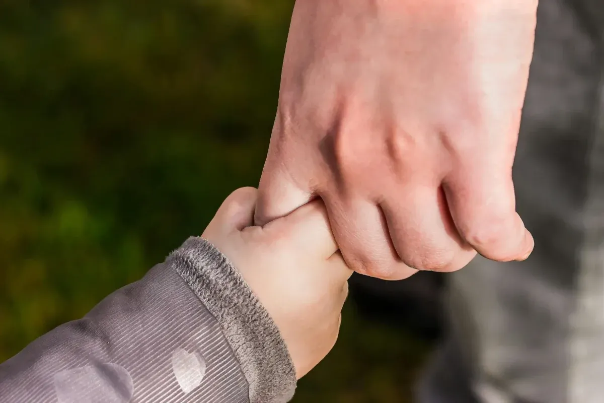 Adult and child's hands joined together